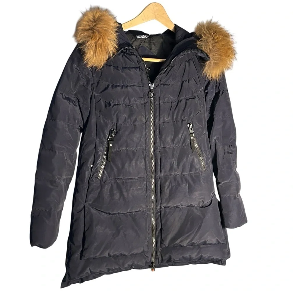 BOSIDENG Down Puffer Jacket with Faux Fur Collar Womens Medium